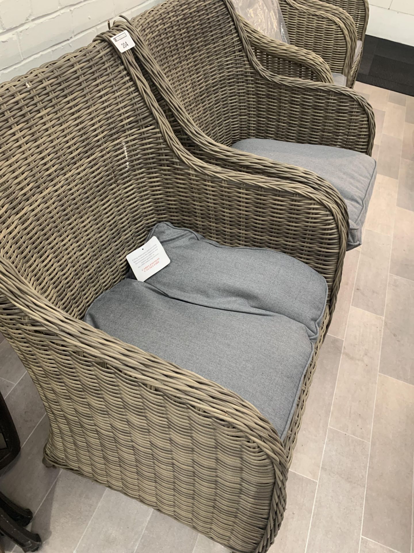 A pair of returned damaged see photo Maze Rattan arm chairs - Image 4 of 4