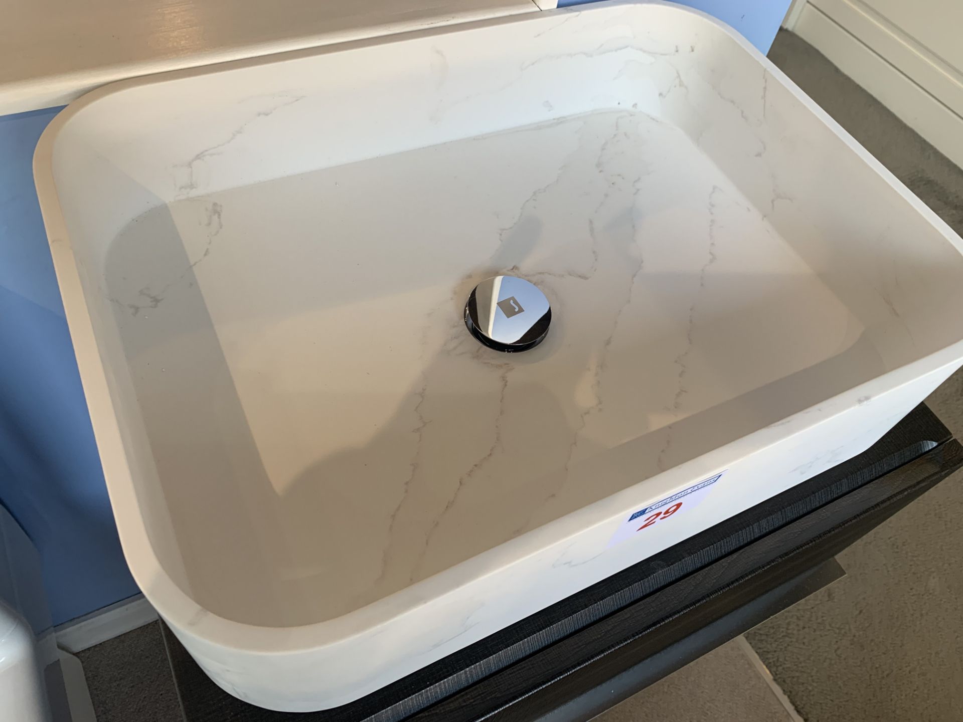 Silestone marble effect style basin on floating two drawer unit, 55w x 43d - Image 2 of 2