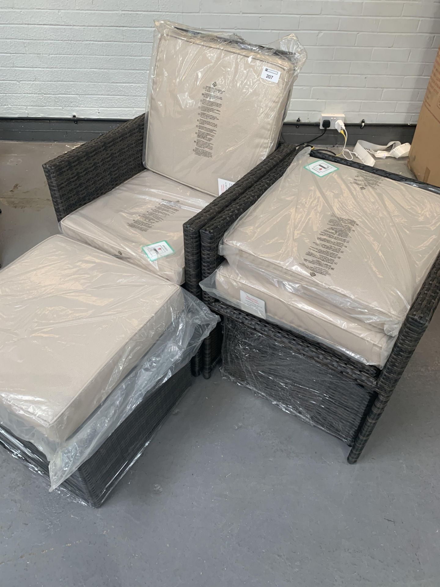 2 x Maze Rattan cubed chairs and foot stools boxed - Image 2 of 5