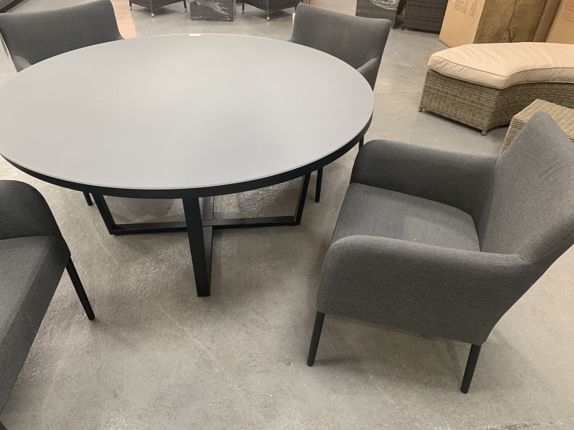 Maze Lounge Sunbrella Grey dining table with 4 matching tub chairs - Image 2 of 4