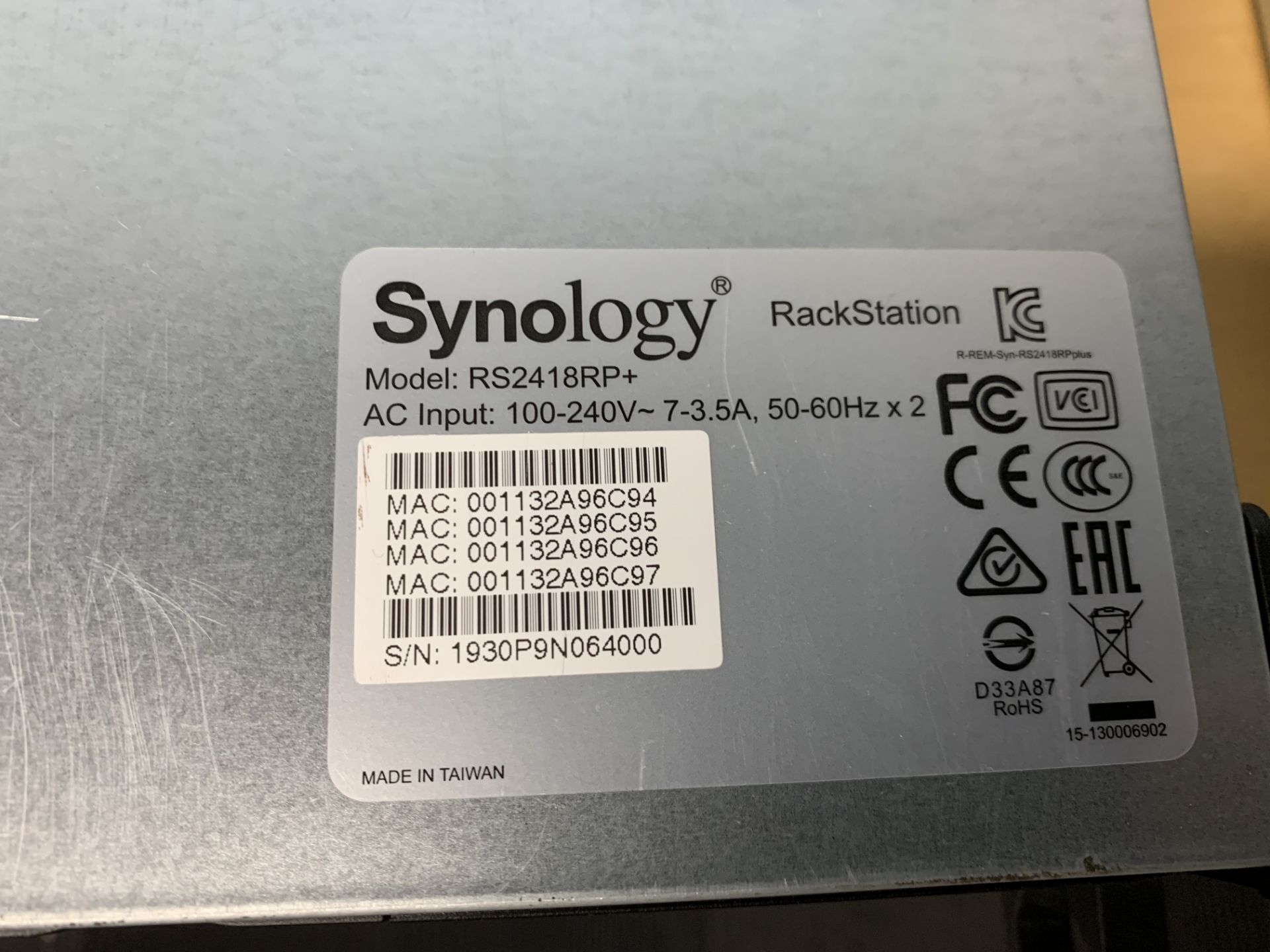 Synology RackStation Model RS2418RP+ 2 x Samsung solid state drive 6 x Toshiba MG07ACA14TE 14TB - Image 2 of 4