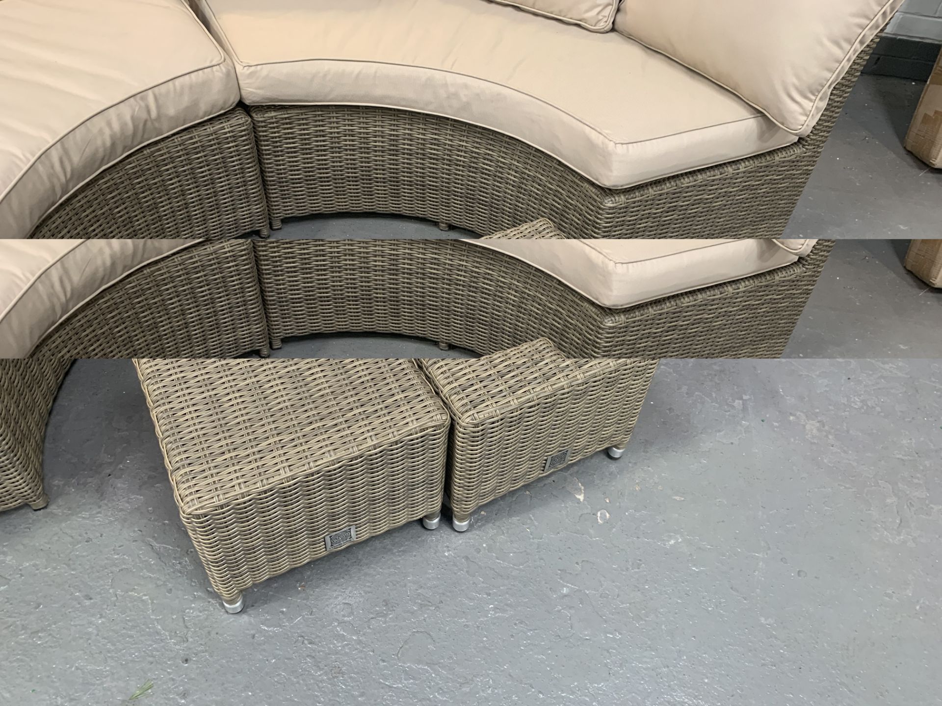 Maze Rattan light brown 2 piece curved sofa with 2 matching foot stools - Image 2 of 4