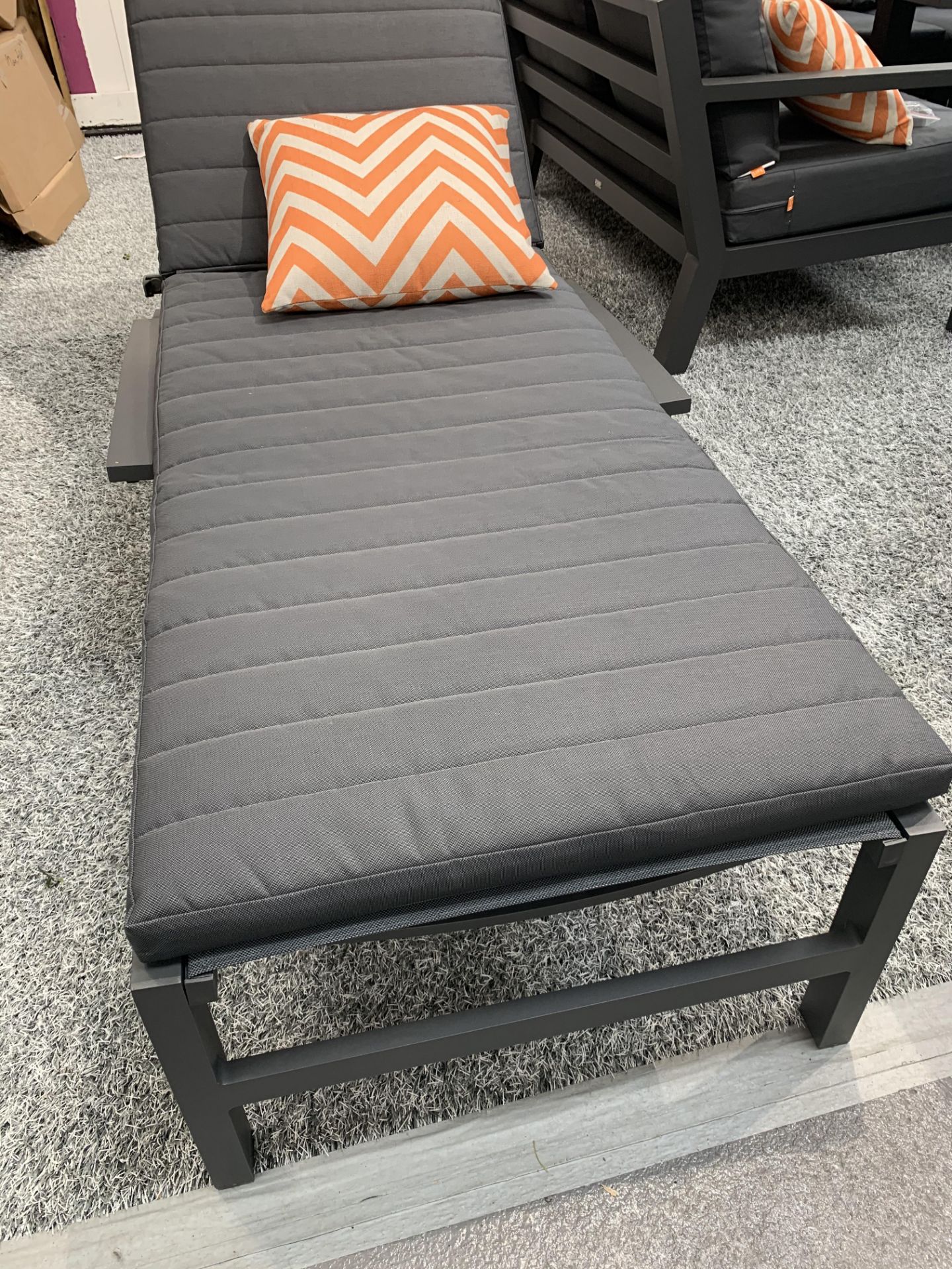 LIFE Grey Corner Suite with single arm chair and quartz glass effect top table and recliner - Image 2 of 9