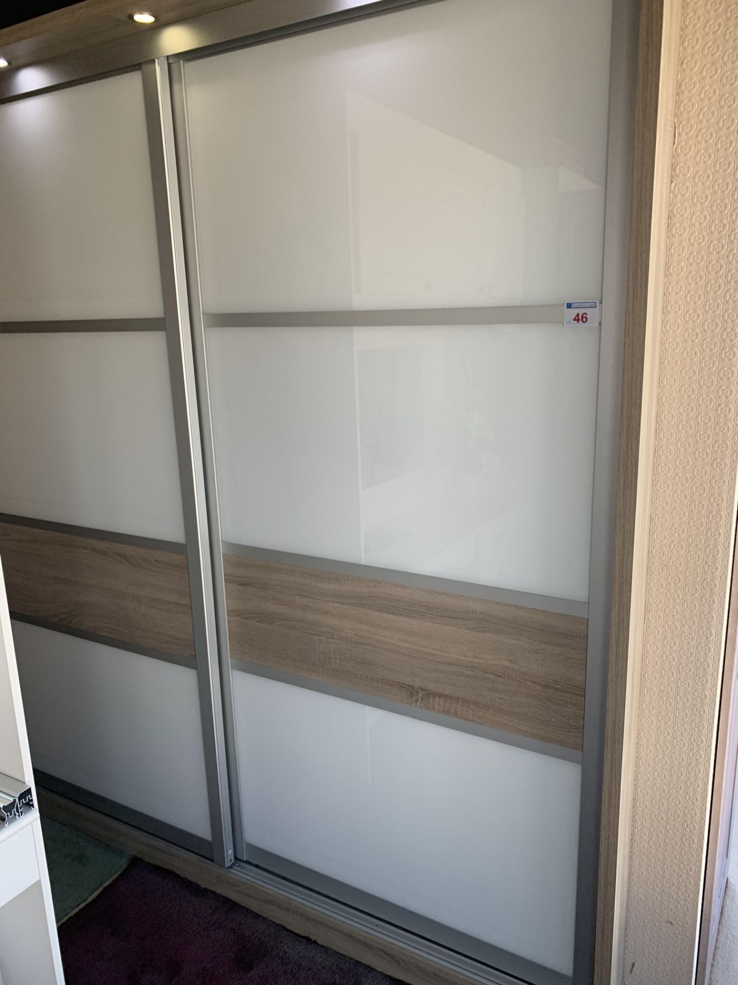 Triple sliding door aluminium fitted wardrobe front, track length 307, door height 119 - Image 2 of 3