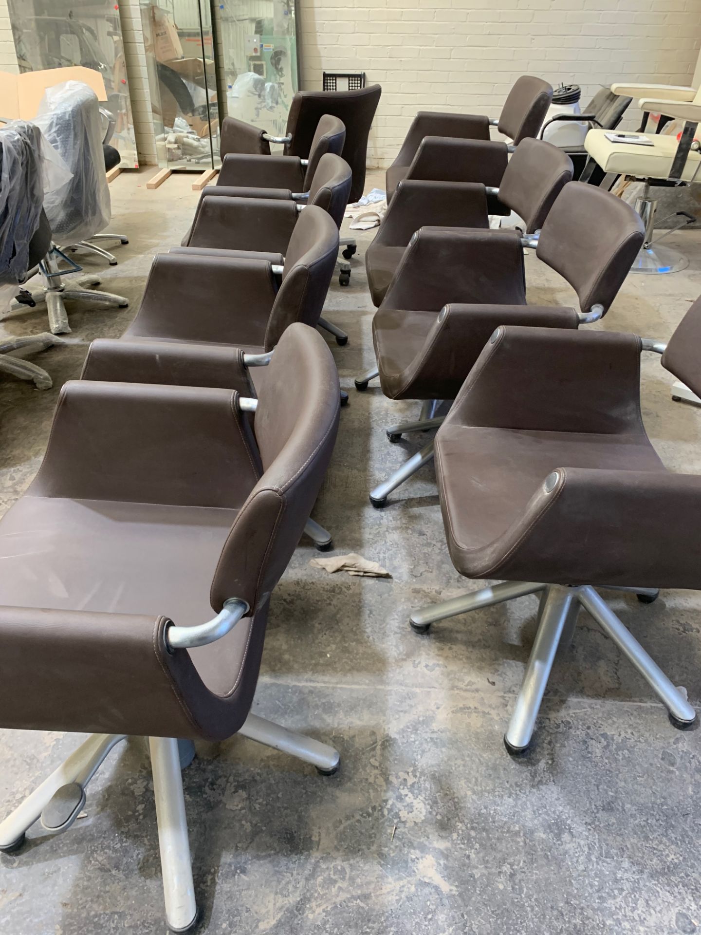 9 x Brown rise, fall and recline salon arm chairs - Image 4 of 4