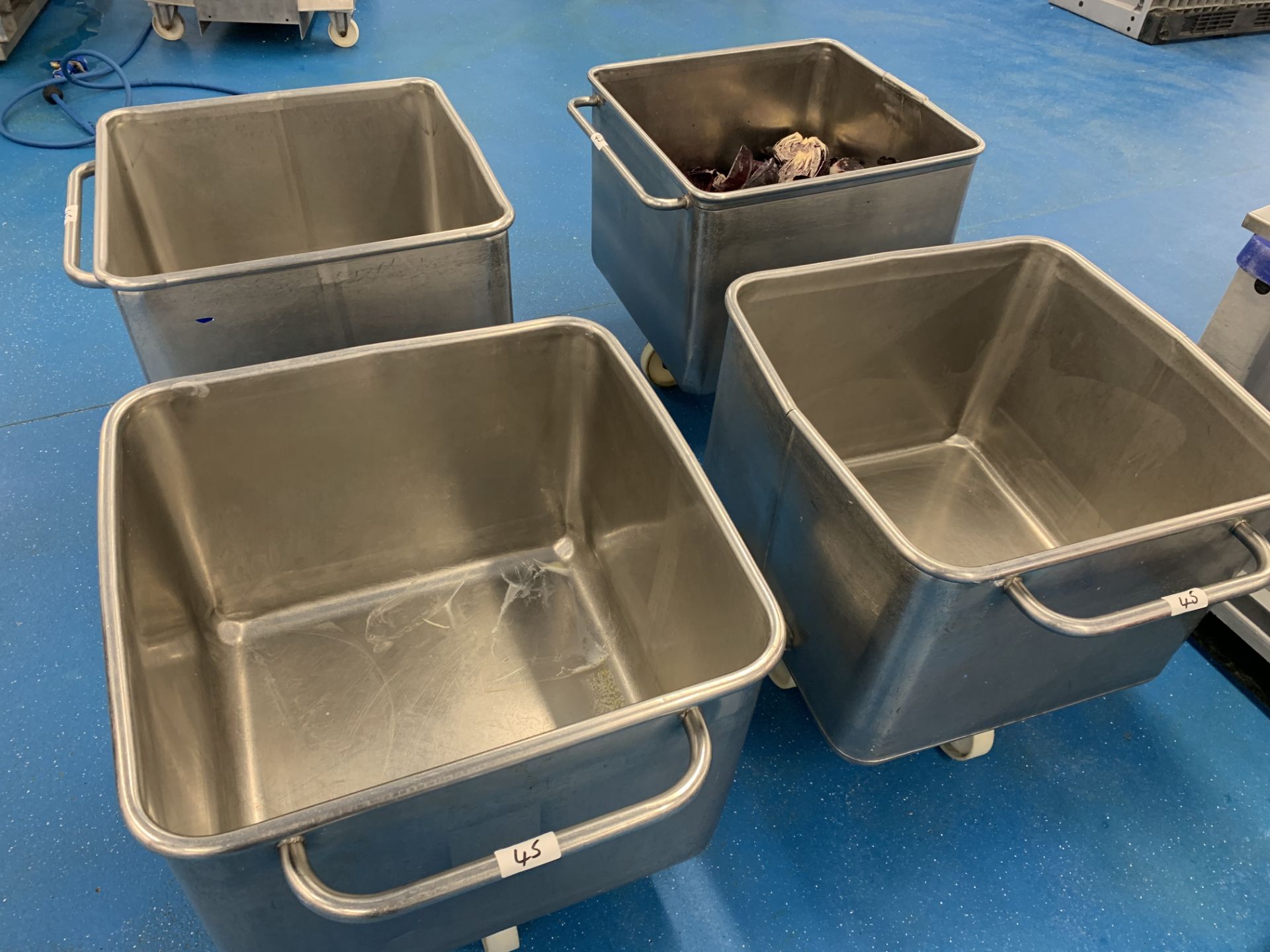 4 x Orbital stainless steel Tote Bins 670 x 670 x 50 mm