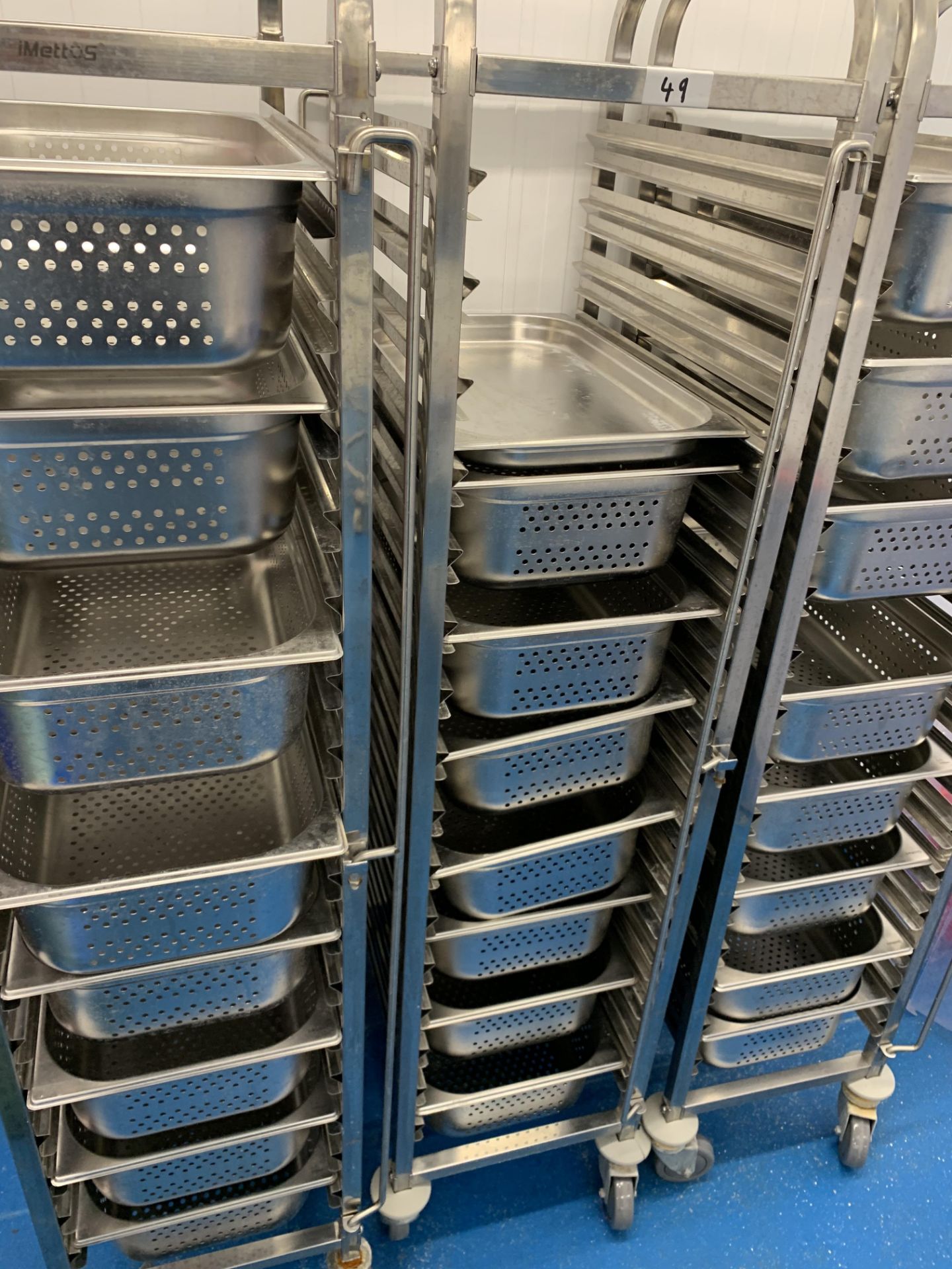 3 x Metos stainless steel rack trolleys with 23 drainers and 1 tray - Image 2 of 3