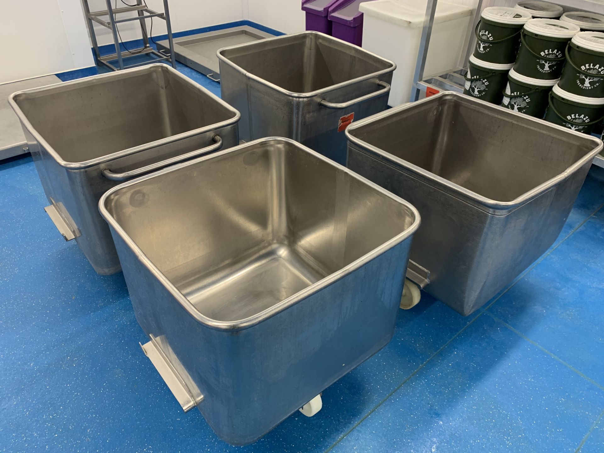 4 x Orbital stainless steel Tote Bins 670 x 670 x 50 mm