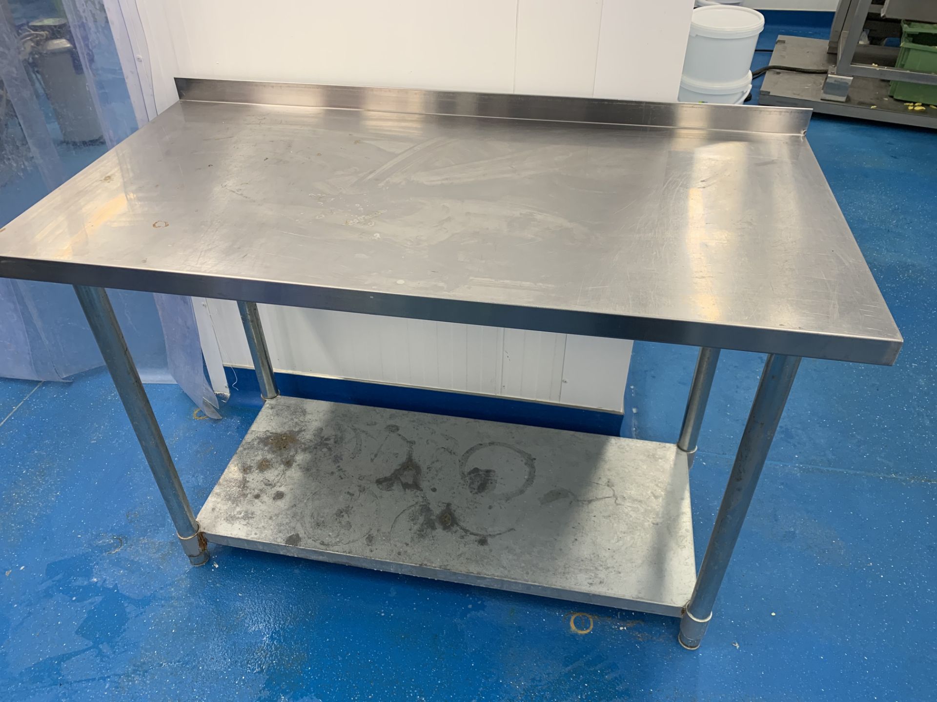 Stainless steel two tier prep table with lip back 122cm x 61 cm