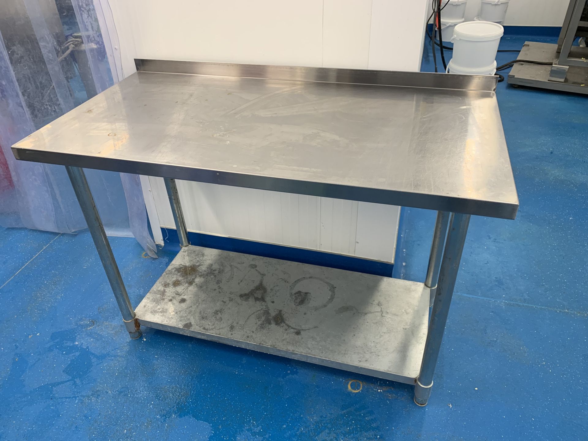 Stainless steel two tier prep table with lip back 122cm x 61 cm