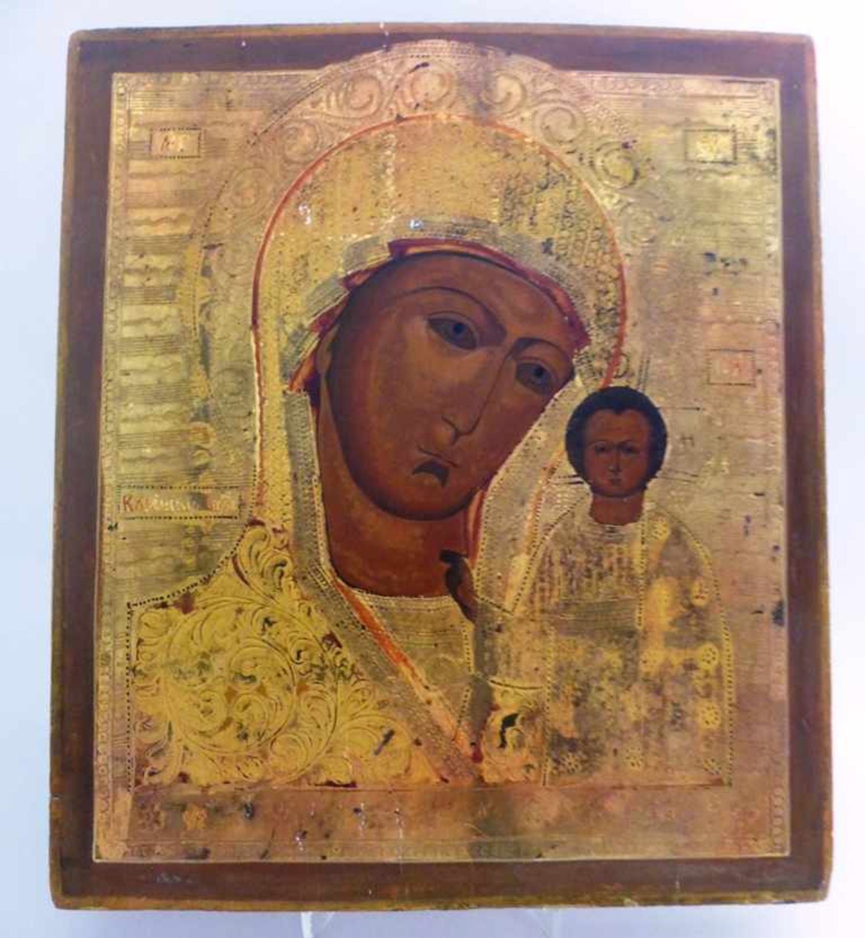 Ikone, Südrussland, Ende 19.Jh., Gottesmutter Kasanskaja, zur linken segnendes Jesukind,<