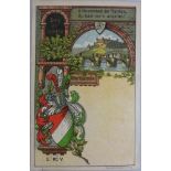 Postkarte Studentika - Normannia Würzburg "Deo et amico", Scheiner Verlag, gel.<