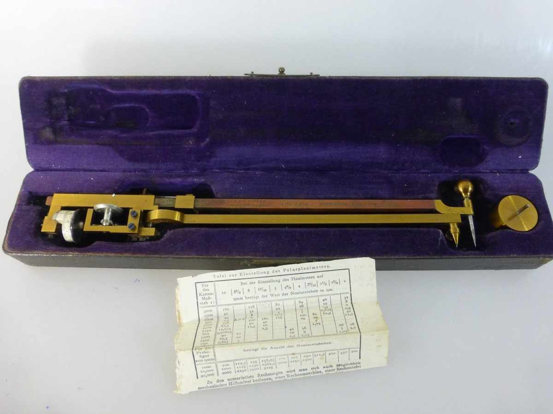 Messinstrument - Polarplanimeter, 1.H.20.Jh., im orig. Etui u. Beschreibung, gute