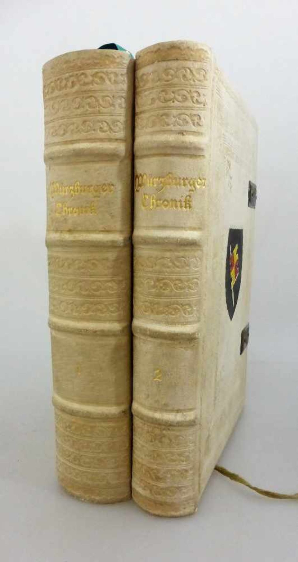 2 Bände Würzburger Chronik, gepr. Ledereinband, I./II. Band Bonitas Bauer, 1924, Lorenz<b - Bild 3 aus 3