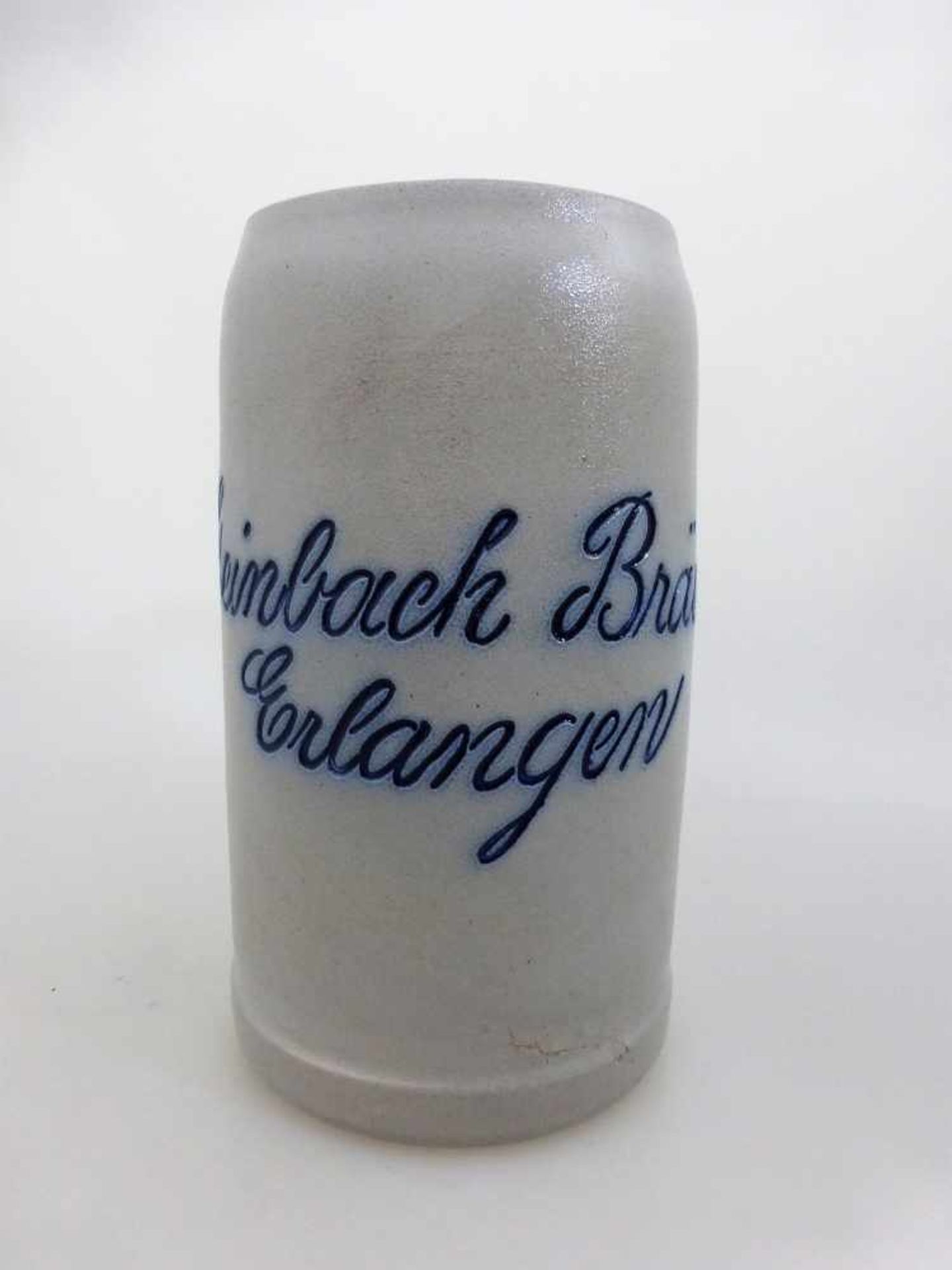 Bierkrug - Steinbach Bräu Erlangen, graues Steinzeug, 1Liter