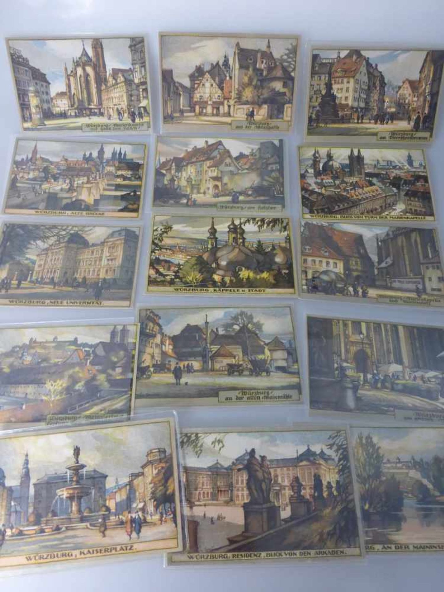 15 Künstlerkarten - Wilhelm Greiner - Ansichten aus Würzburg, Lithografien, Vorkrieg