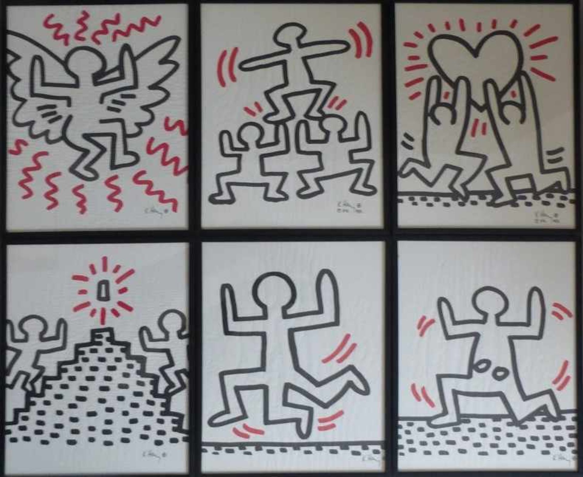 Haring, Keith (1958 Reading - 1990 New York), die komplette Bayer-Suite, alle sechs