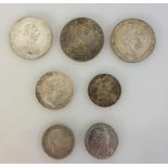 Kaiserreich Preussen, 7 Silbermünzen, 2 Mark 1876 (Jaeger 96), 2 Mark 1901 (J105), 5 Mark<