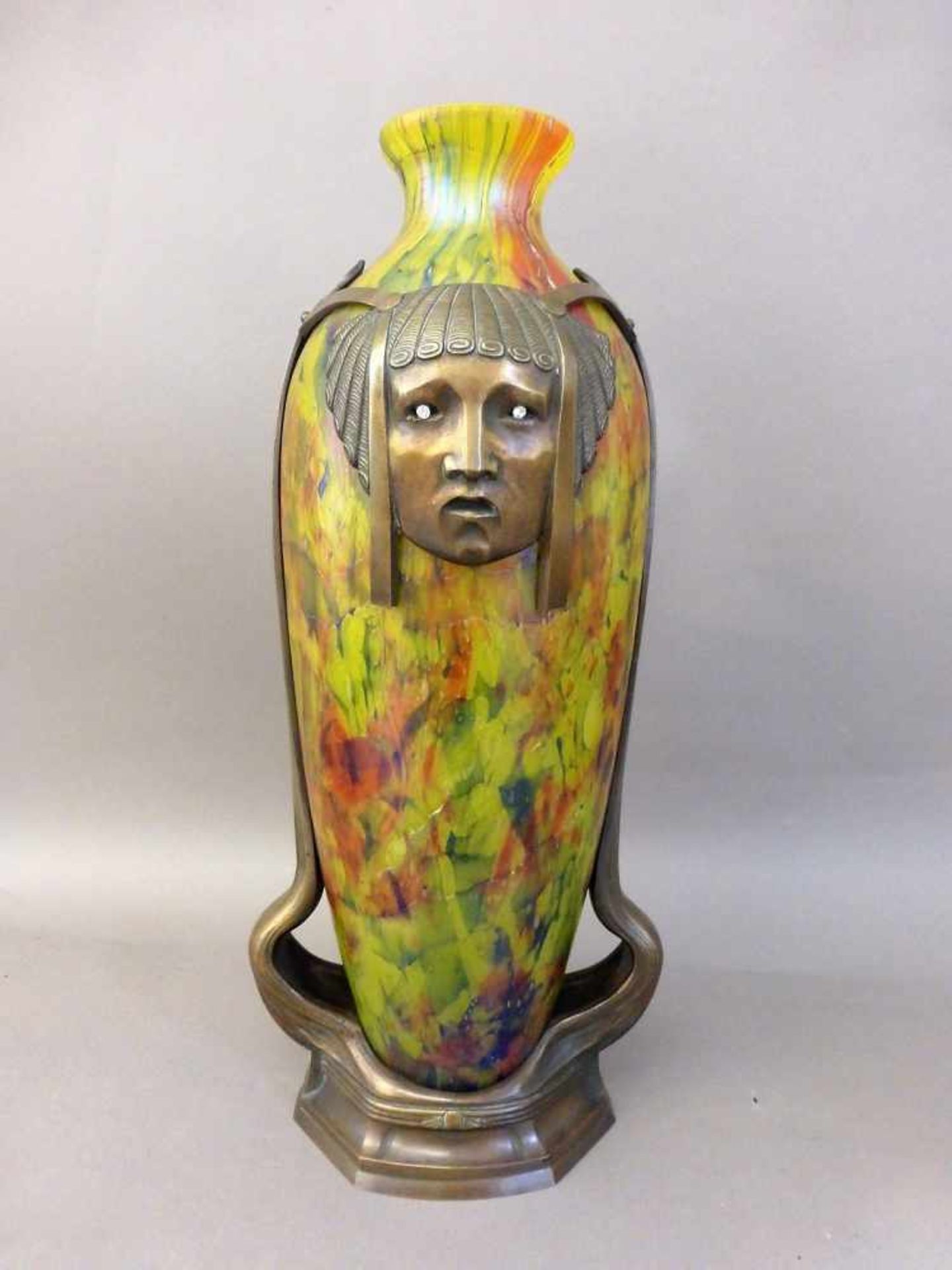 Museale Jugendstilvase, wohl Frankreich um 1900, außergewöhnlich große Vase mit<br