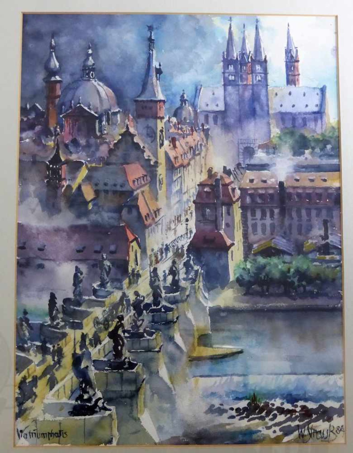 Strauß, Walter (1909 - 1997 Würzburg), Aquarell "Watriumpholis", li. u. bez., re. u. sign.<b