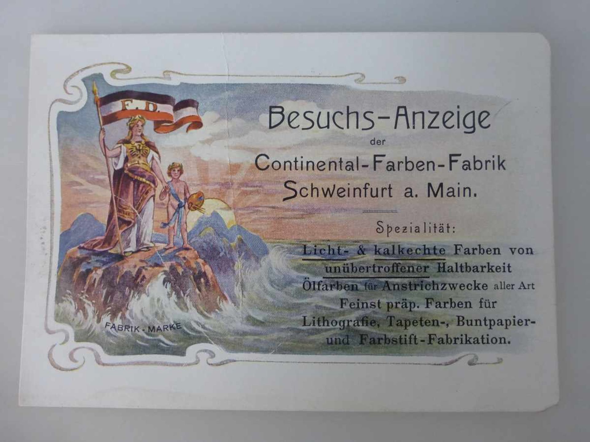 Postkarte - Besuchsanzeige der Continental Farben Fabrik Schweinfurt / Unterfranken,