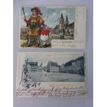 2 Postkarten - Litho - Gruß aus Gerolzhofen / Unterfranken, gel. 1904 u. Marktplatz<