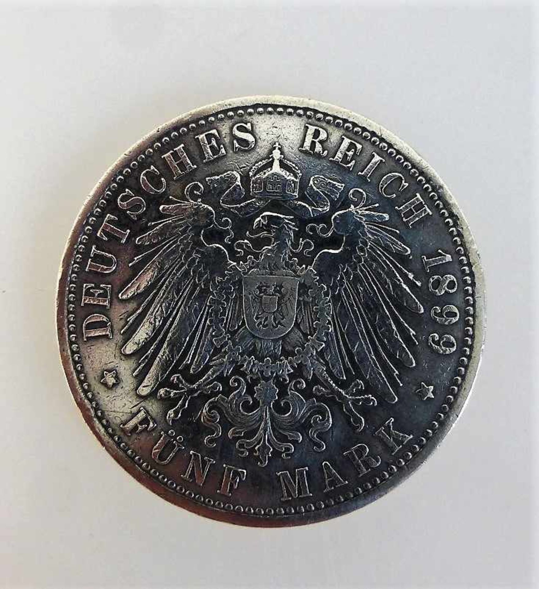 Kaiserreich Hessen, 5 Mark 1899 A (Jaeger 73), s-ss - Bild 2 aus 2