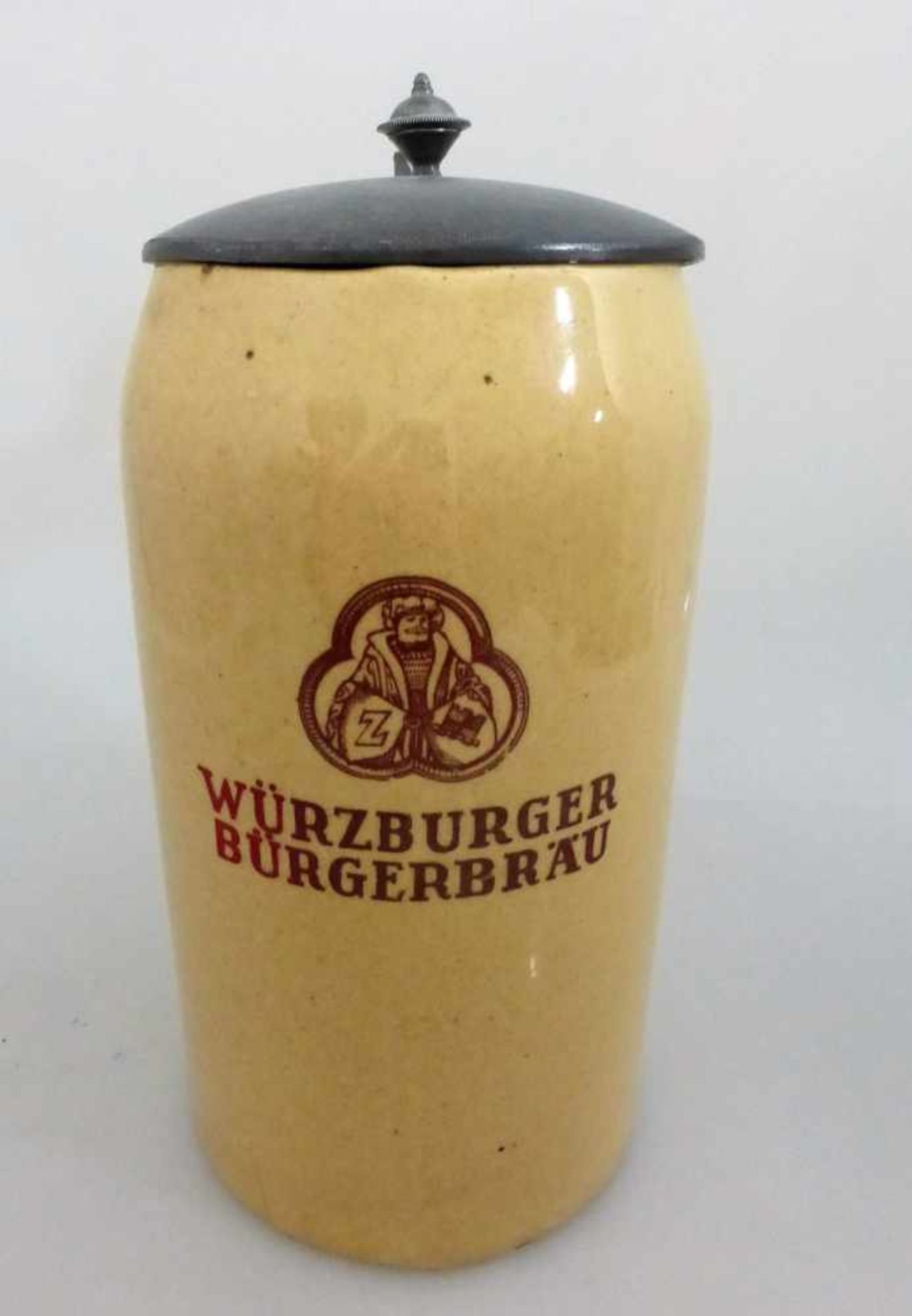 Bierkrug - "Bürgerbräu Würzburg" m. Zinndeckel, dieser lose, 1 Liter, tlw. best.