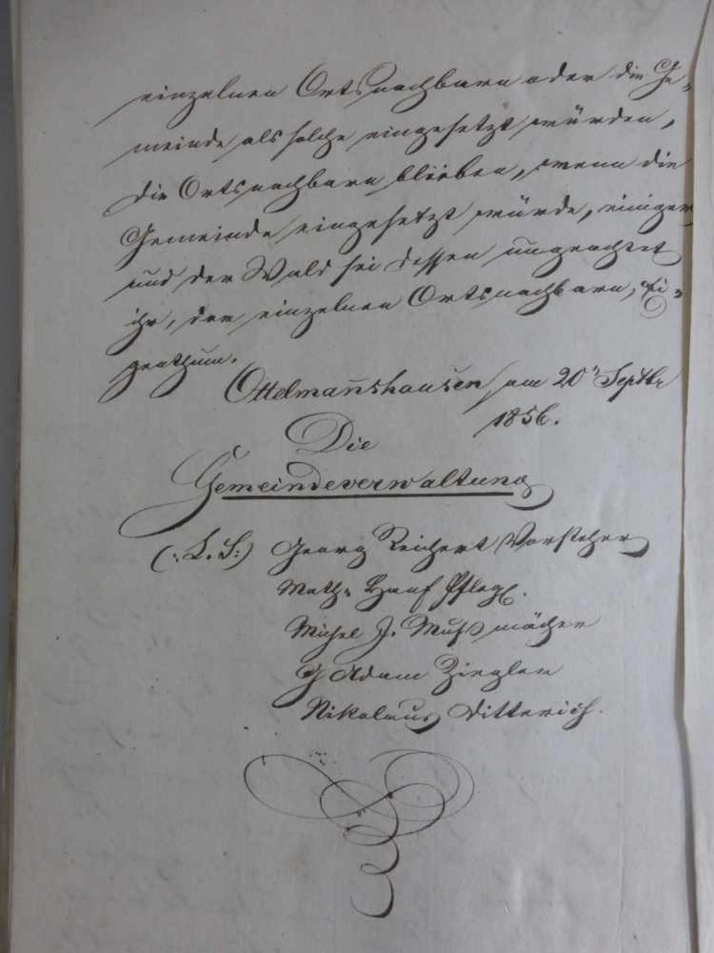 Deutsche Urkunde, dat. 1856, handschriftliche Urkunde, Ottelmannshausen / Herbstadt - - Bild 3 aus 3