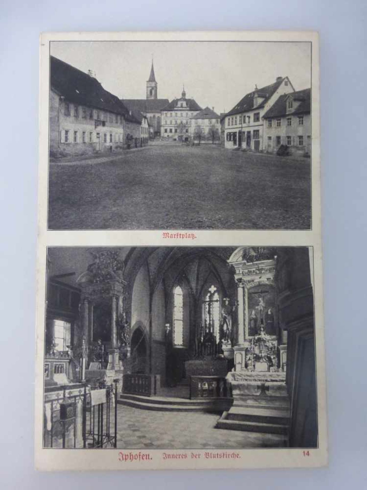 Postkarte - Iphofen / Unterfranken, Marktplatz und Blutskirche, ungel., um 1920