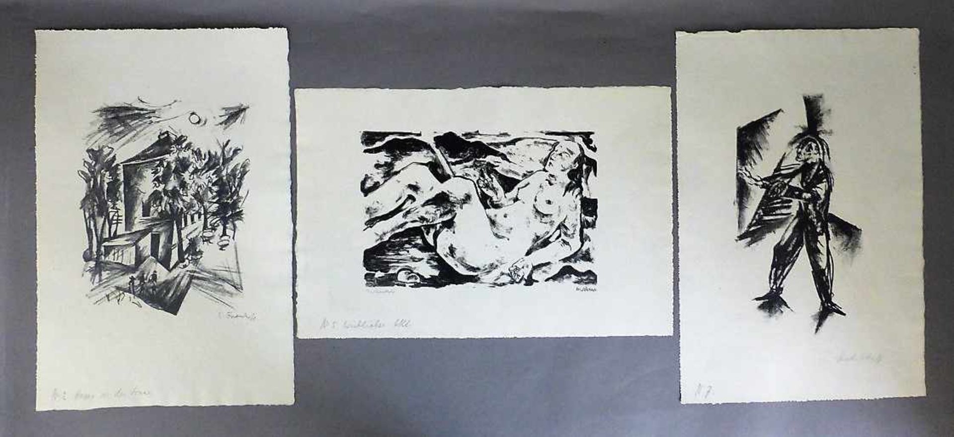 3 Lithografien aus Wasmuths Kunsthefte, Heft 6, Berlin, 1919, "Junge Berliner Kunst",