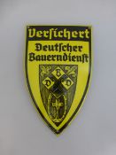 Emailschild - Reklameschild "Deutscher Bauerndienst", Union Werke Radebeul-Dresden, 20cm x