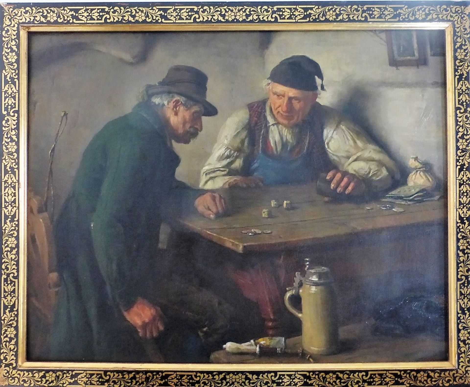 Lindenschmitt, Hermann (1857 Frankfurt / Main - 1939 München), Öl/Lw., Bauern beim