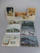 9 Neujahrskarten Würzburg, alle Karten postalisch gelaufen, Erhaltung unterschiedlich,
