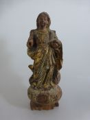 Skulptur um 1800, Holz vollrund geschnitzt, Mutter Gottes, reicher Faltenwurf,