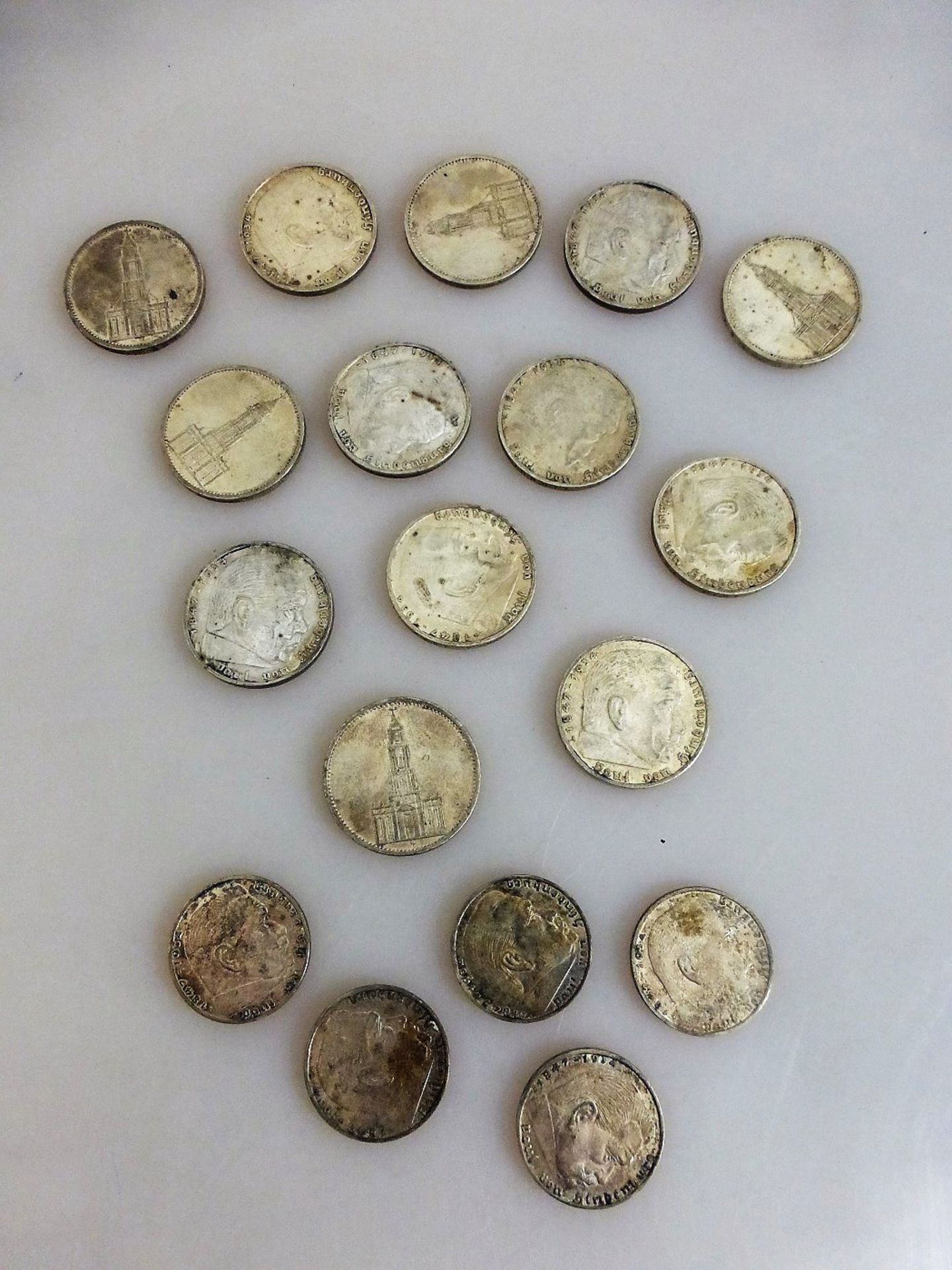 Konvolut Silbermünzen, Deutsches Reich, 13x 5 Reichsmark (Hindenburg / Garnison), Silber