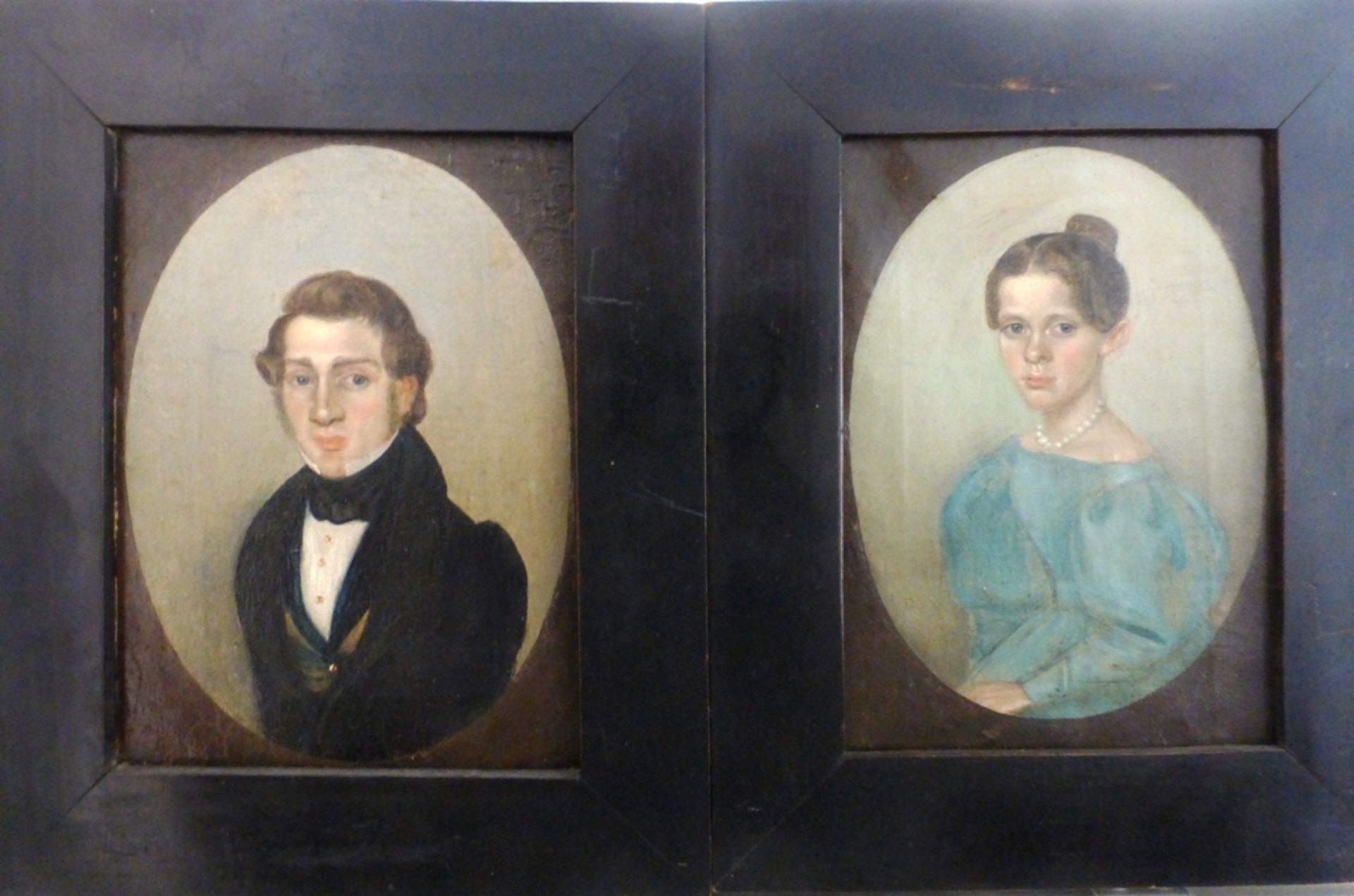 Paar Biedermeier Portraits, Mitte 19.Jh., Öl/Lw., dargestellt Selma Amalia Höhlig (1822 -