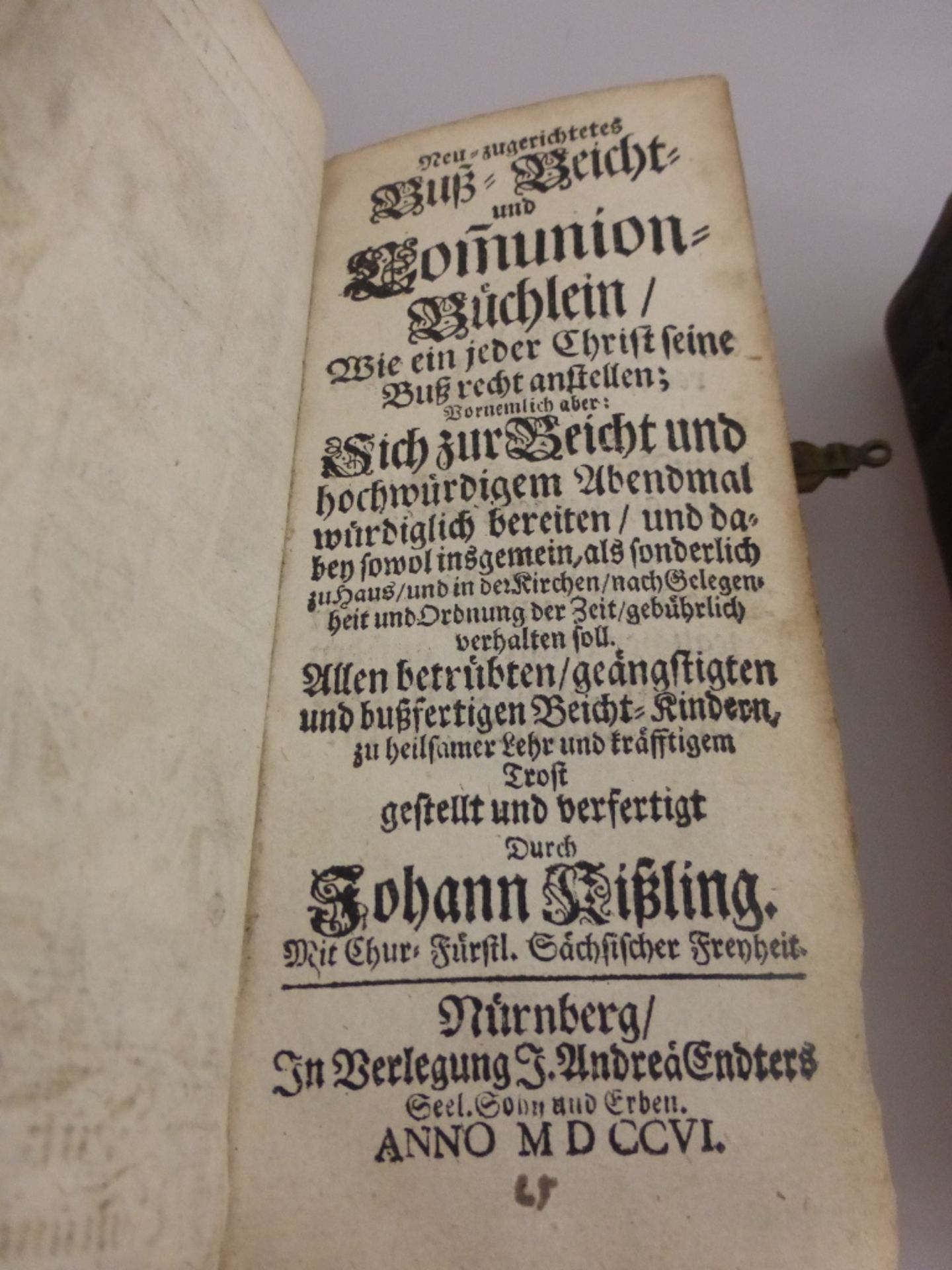 Religion - 2 Bücher, Buß- Beicht und Kommunion Büchlein, Kißling Nürnberg 1751, 353 S., - Bild 2 aus 3