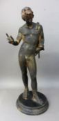 Große Skulptur um 1900, Italien, Messingbronze, patiniert, vollplastische Figur von Adonis