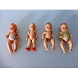 4 Puppenkinder für die Puppenstube, 1.H.20.Jh., 3x gemarkt "Germany 36", tlw. min. best.,