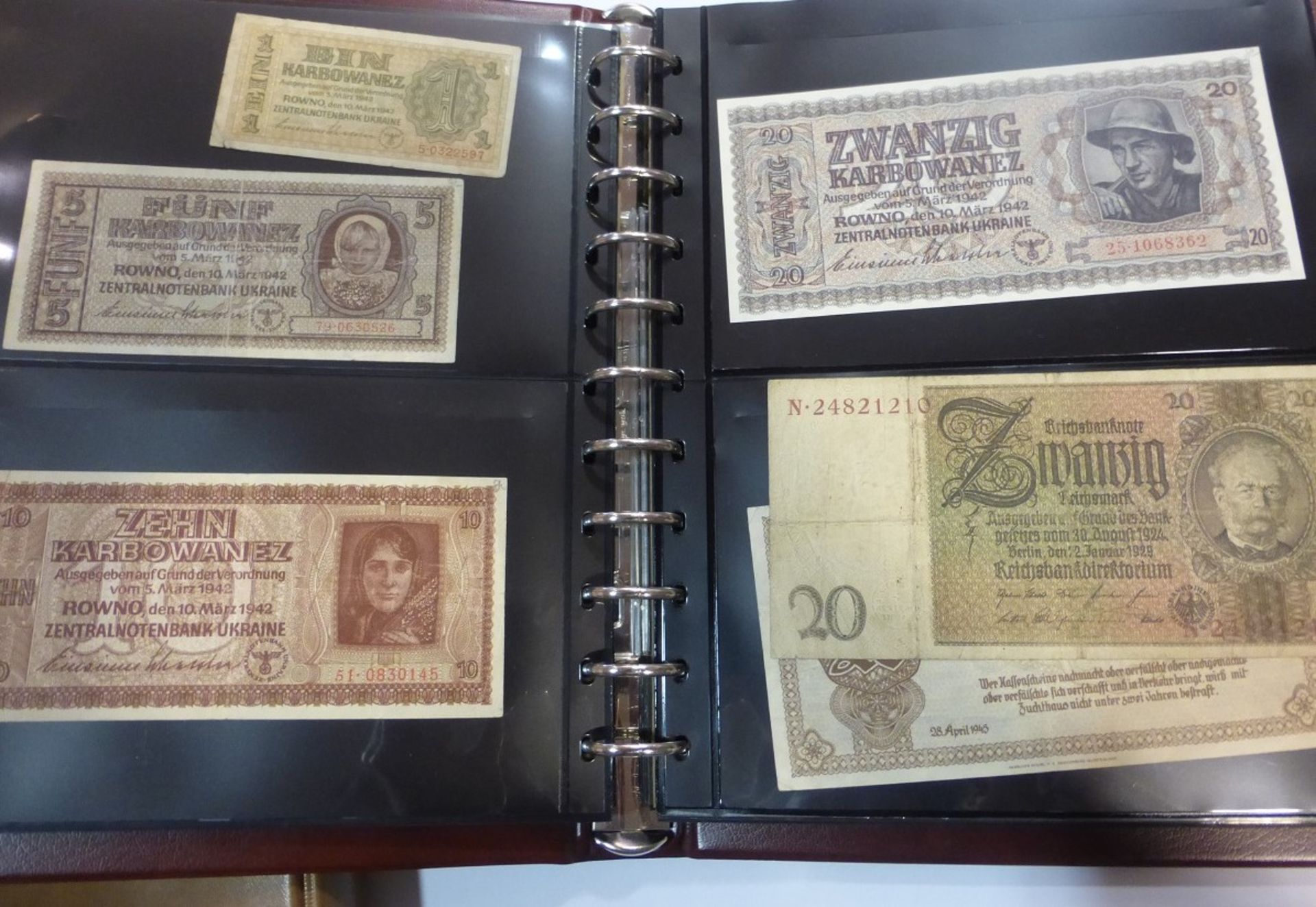 Große Sammlung Banknoten in 3 Alben, u.a. Besatzungsausgaben des II. Weltkrieges - Image 6 of 11