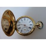 Damen Goldtaschenuhr mit Sprungdeckel, Henry Moser & Co., beidseitig graviertes