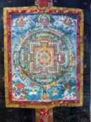 Thangka, Tibet um 1900, Darstellung u.a. des zornvollen Hevajra, Tempera auf grundiertem