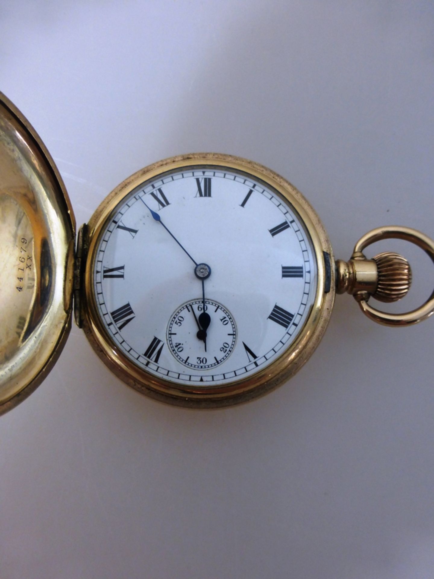 Taschenuhr m. Sprungdeckel, A.W.W.Co. Waltham Mass., glattes vergoldetes Gehäuse, - Bild 2 aus 3