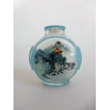 Snuffbottle, China, 20.Jh., Glas mit Innenmalerei, Landschaftsdarstellung, h. 5cm, an