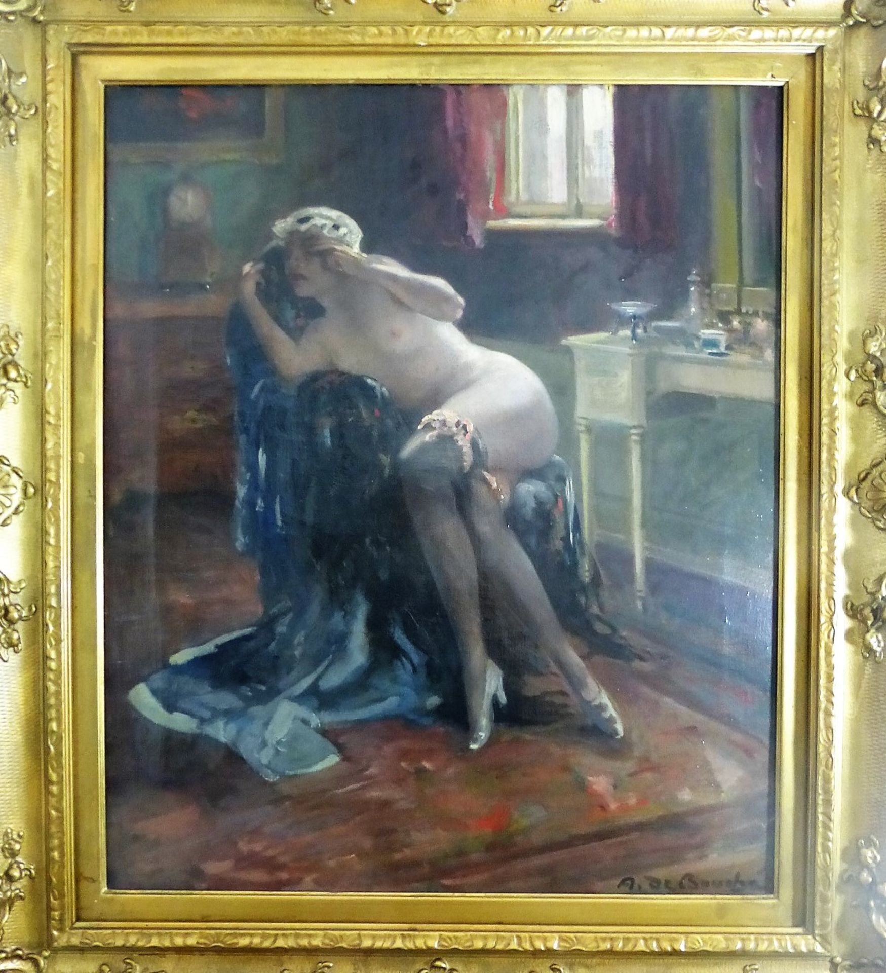 De Boucher, Arnulf (1872 München - 1945 Langkampfen), Gemälde, Öl/Lw., "Weiblicher Akt im