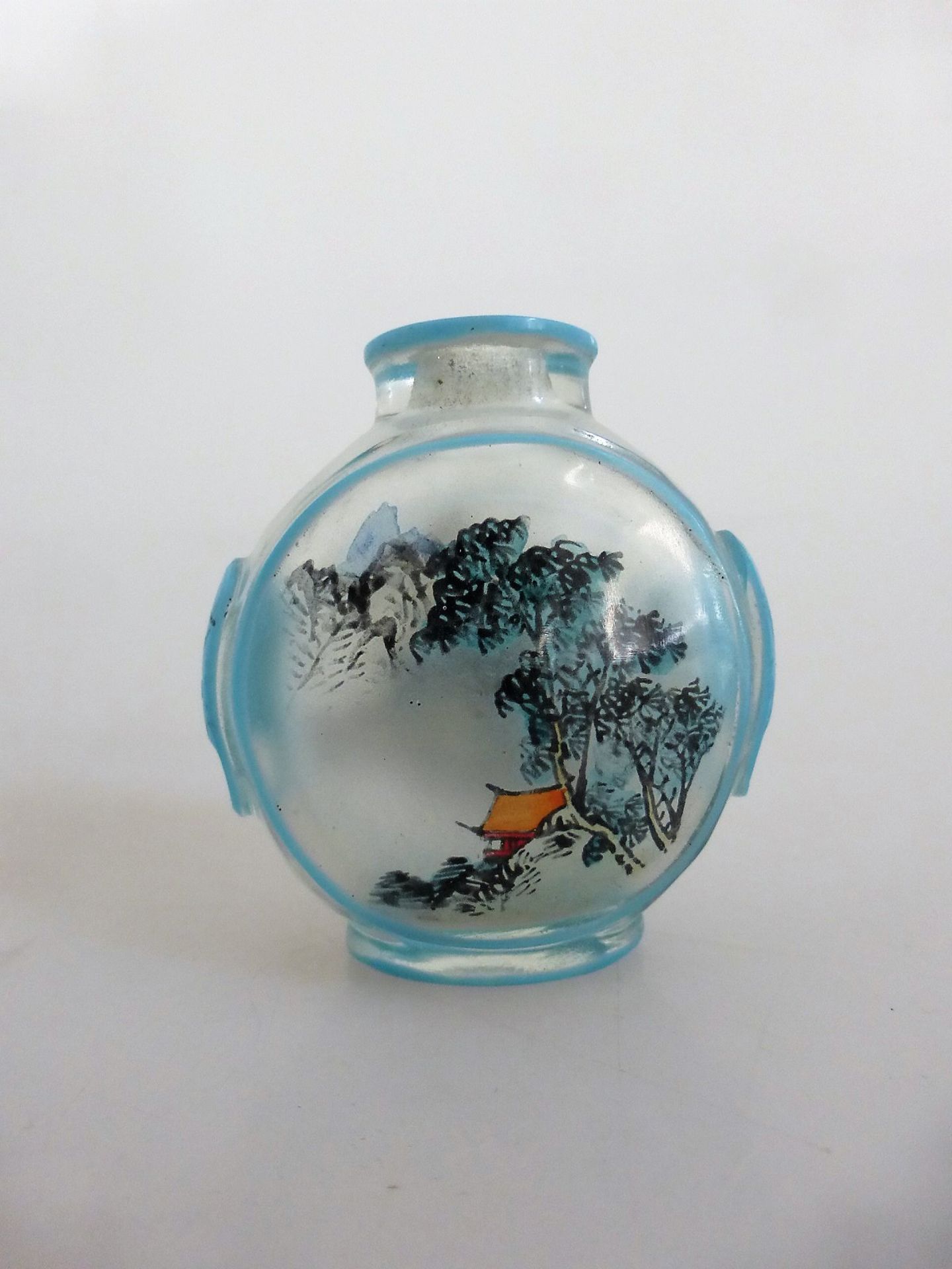 Snuffbottle, China, 20.Jh., Glas mit Innenmalerei, Landschaftsdarstellung, h. 5cm, an - Image 2 of 2