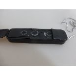 Minox Miniaturkamera, sog. Agentenkamera, im originalen schwarzen Lederetui mit Kette,