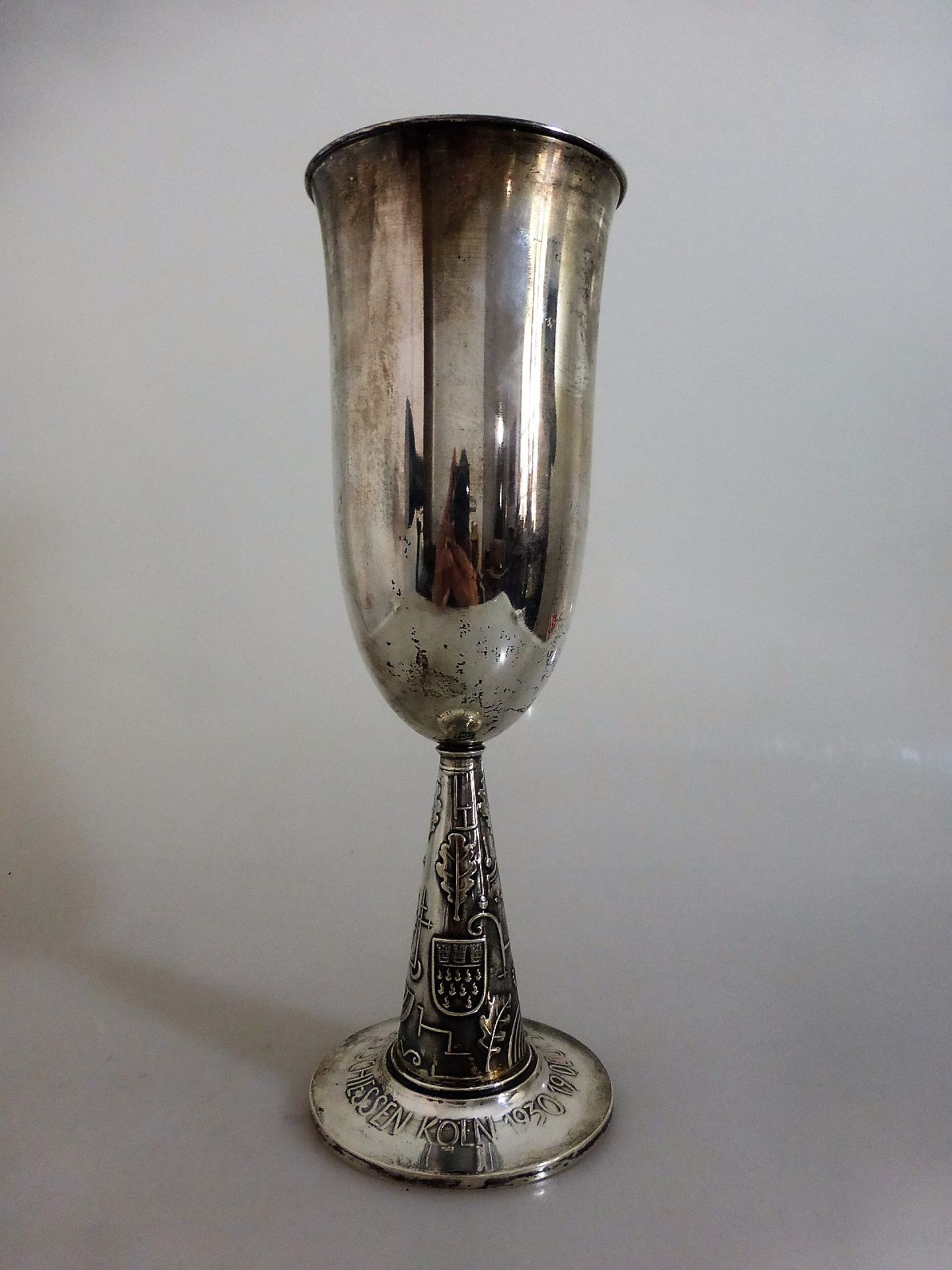 Ehren Pokal zum 19. Deutsches Bundesschießen Köln 1930, Silber 800, Hersteller Bruckmann &