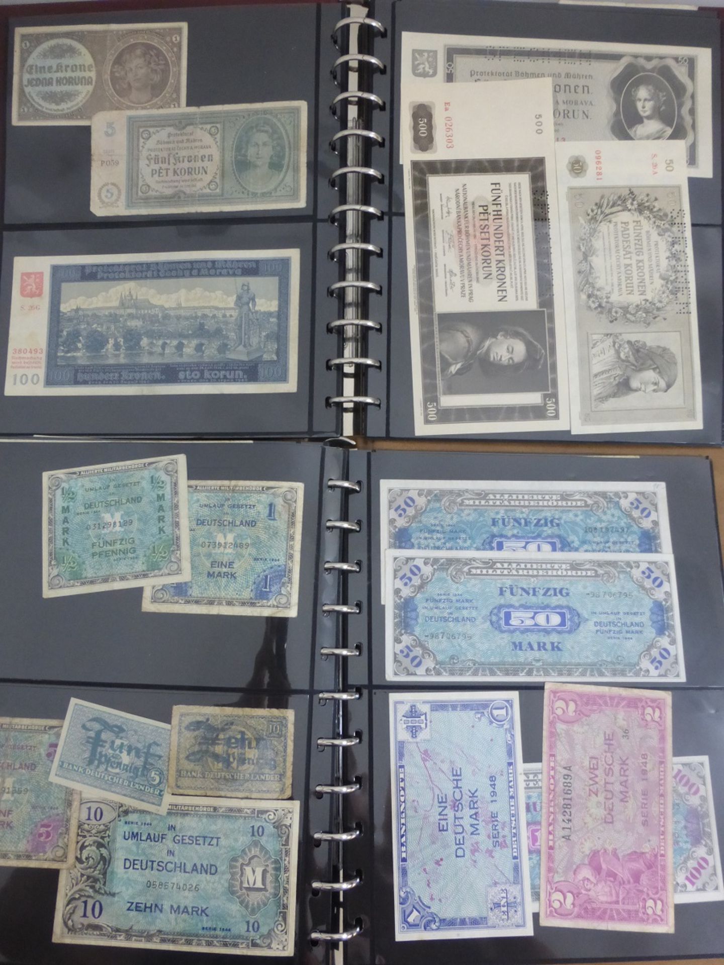 Große Sammlung Banknoten in 3 Alben, u.a. Besatzungsausgaben des II. Weltkrieges - Image 2 of 11